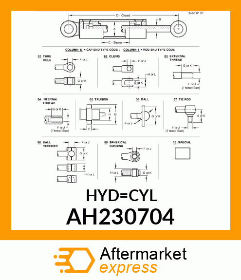 HYDRAULIC CYLINDER, GREEN/LABELED AH230704