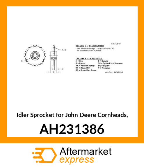 IDLER SPROCKET, GATHERING CHAIN AH231386