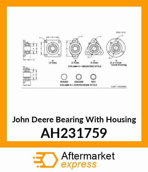 BEARING WITH HOUSING, FRONT ROTOR AH231759