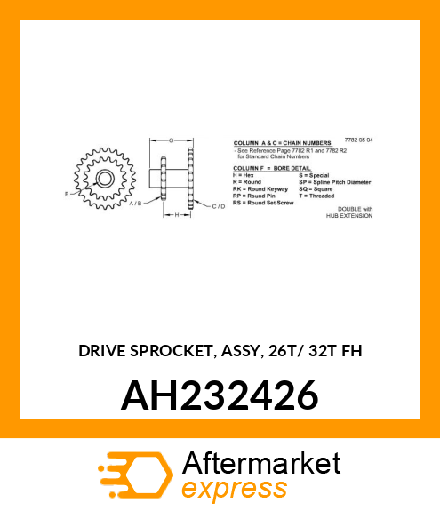 DRIVE SPROCKET, ASSY, 26T/ 32T FH AH232426