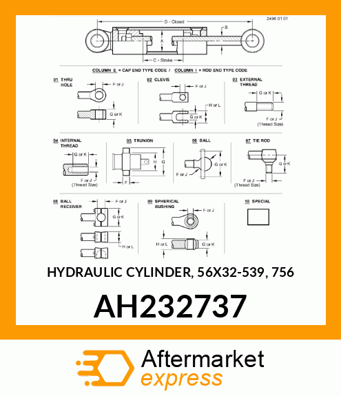 HYDRAULIC CYLINDER, 56X32 AH232737