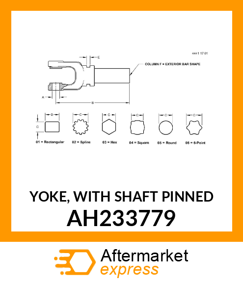 YOKE, WITH SHAFT PINNED AH233779