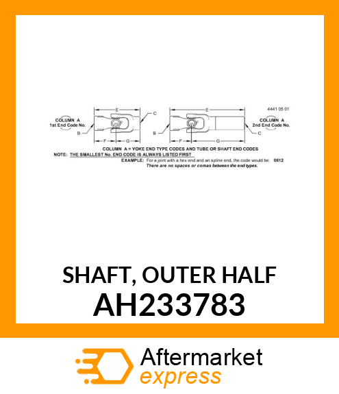 Joint With Shaft amp; Shield AH233783