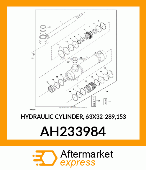 HYDRAULIC CYLINDER BARREL, ASSEMBLY AH233984