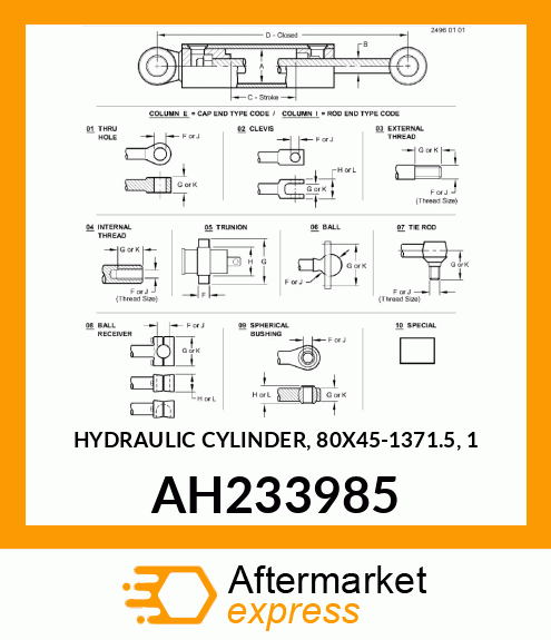 HYDRAULIC CYLINDER, 80X45 AH233985