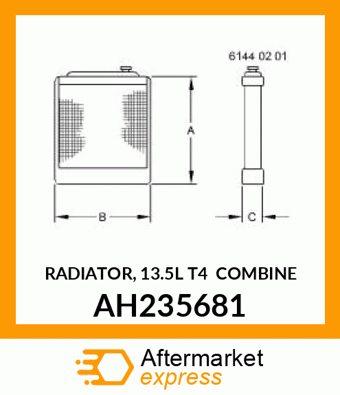 RADIATOR, 13.5L T4 COMBINE AH235681