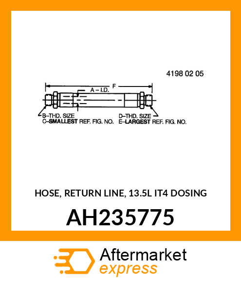 HOSE, RETURN LINE, 13.5L IT4 DOSING AH235775