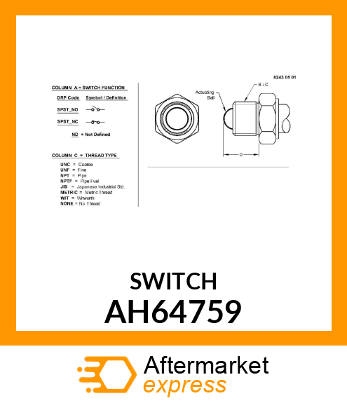 SWITCH ,STARTER SAFETY STARTER SAF AH64759