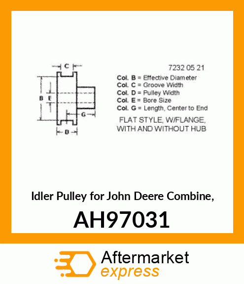 IDLER, IDLER PULLEY, FLAT, 8.00 O.D AH97031