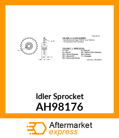 IDLER SPROCKET, SPROCKET ASSY AH98176