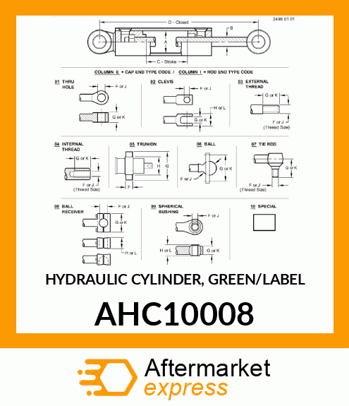 HYDRAULIC CYLINDER, GREEN/LABEL AHC10008