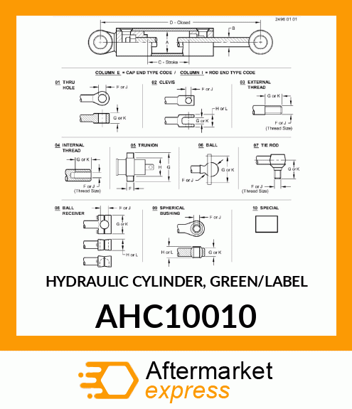 HYDRAULIC CYLINDER, GREEN/LABEL AHC10010