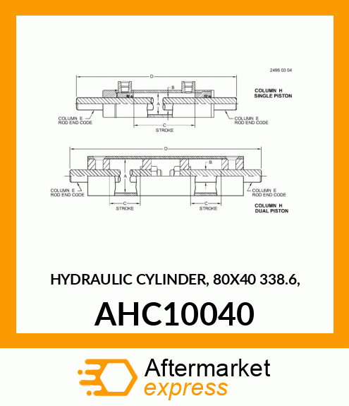 HYDRAULIC CYLINDER, 80X40 AHC10040