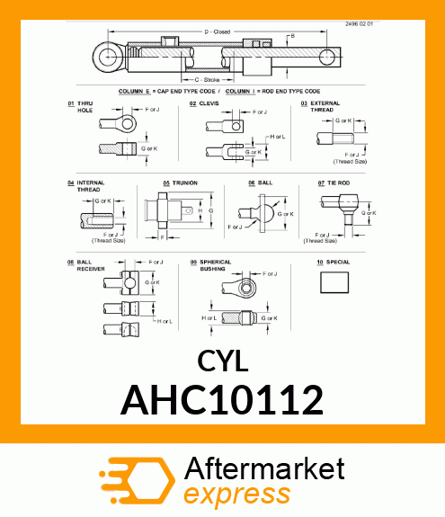 HYDRAULIC CYLINDER, 56 X 40 AHC10112