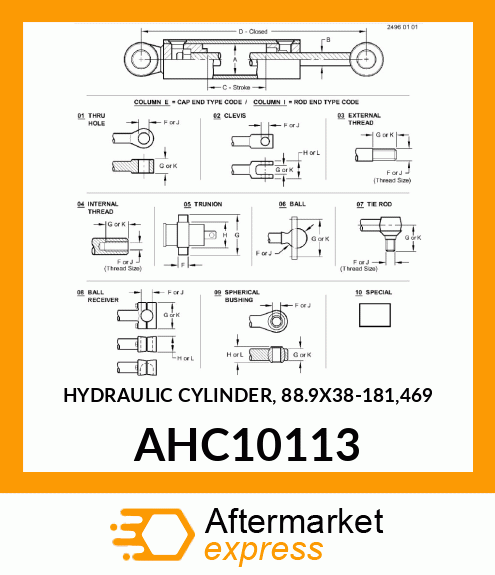 HYDRAULIC CYLINDER, 88.9X38 AHC10113