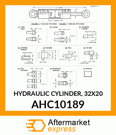 HYDRAULIC CYLINDER, 32X20 AHC10189