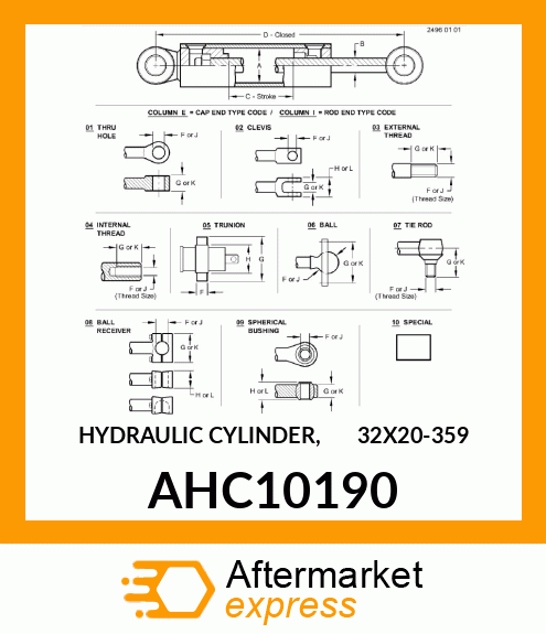 HYDRAULIC CYLINDER, 32X20 AHC10190