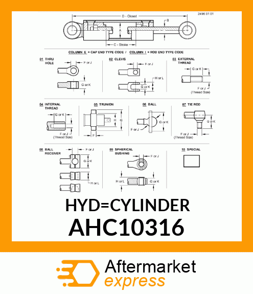 HYDRAULIC CYLINDER, 70X40 AHC10316