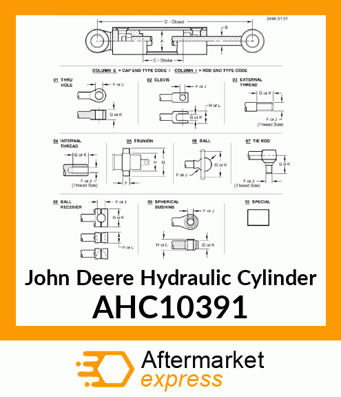 HYDRAULIC CYLINDER, 63X36 AHC10391