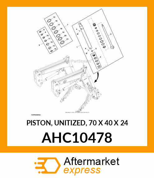 PISTON, UNITIZED, 70 X 40 X 24 AHC10478