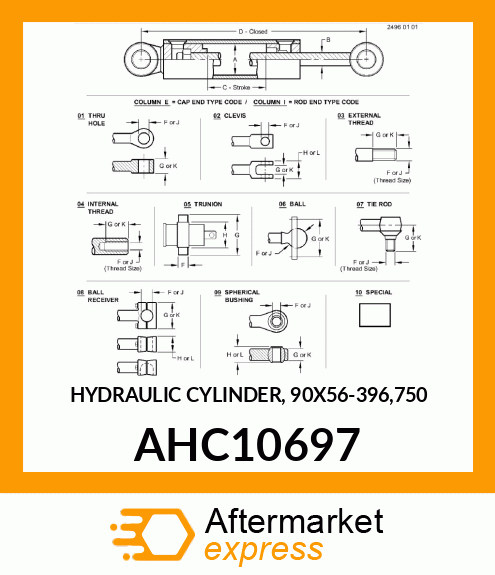 HYDRAULIC CYLINDER, 90X56 AHC10697