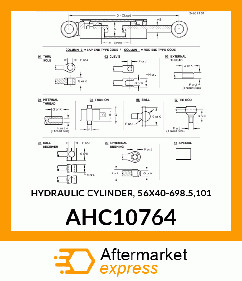 HYDRAULIC CYLINDER, 56X40 AHC10764