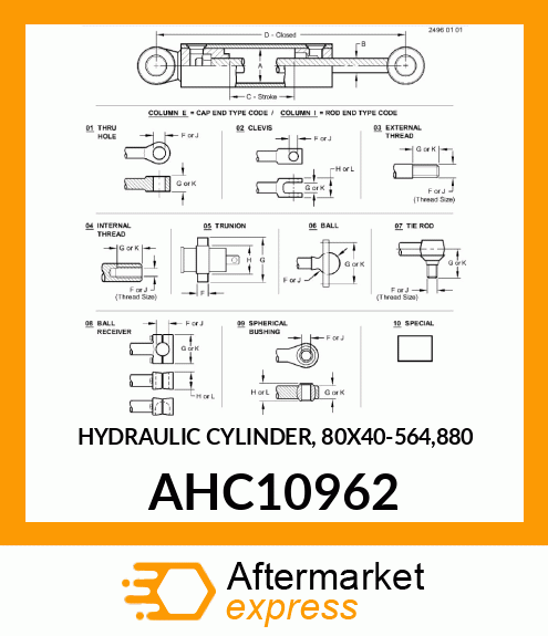 HYDRAULIC CYLINDER, 80X40 AHC10962