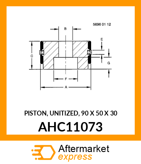 PISTON, UNITIZED, 90 X 50 X 30 AHC11073