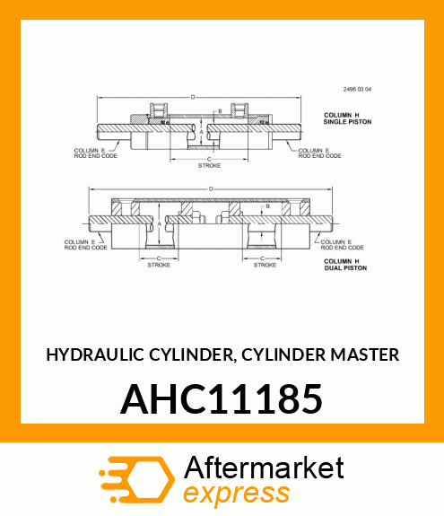 HYDRAULIC CYLINDER, CYLINDER MASTER AHC11185