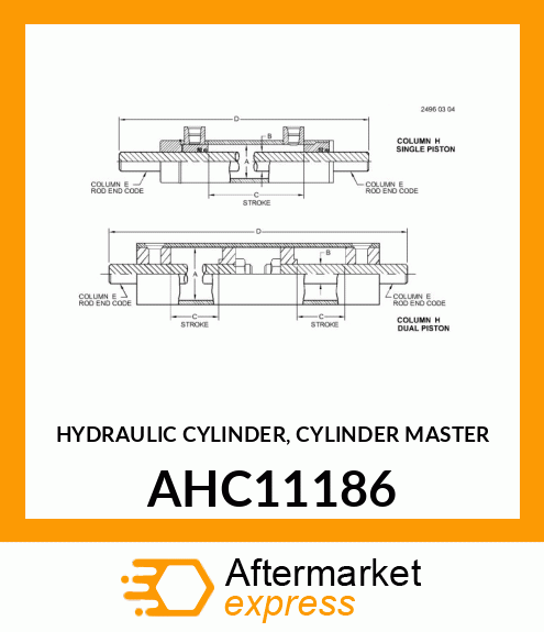 HYDRAULIC CYLINDER, CYLINDER MASTER AHC11186