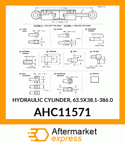 HYDRAULIC CYLINDER, 63.5X38.1 AHC11571