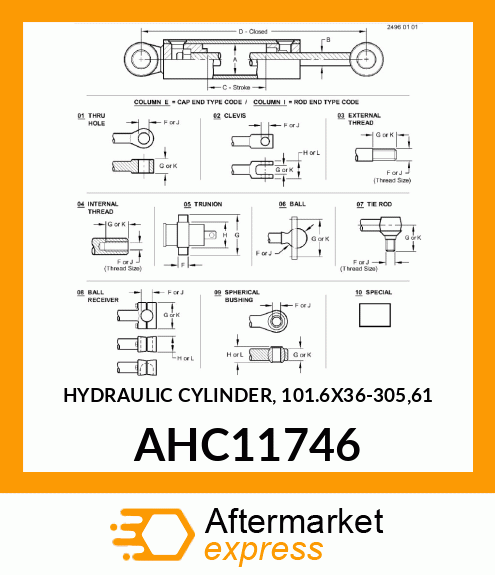 HYDRAULIC CYLINDER, 101.6X36 AHC11746