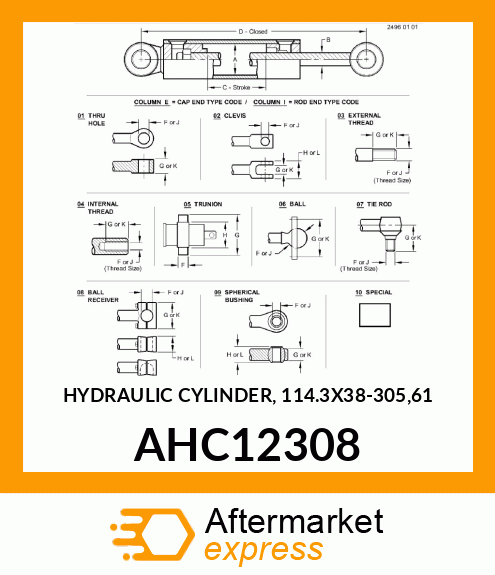 HYDRAULIC CYLINDER, 114.3X38 AHC12308
