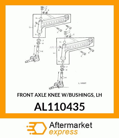 FRONT AXLE KNEE W/BUSHINGS, LH AL110435