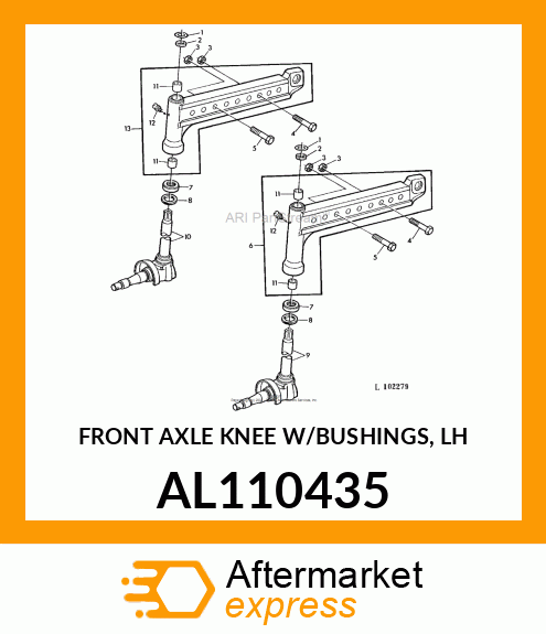 FRONT AXLE KNEE W/BUSHINGS, LH AL110435