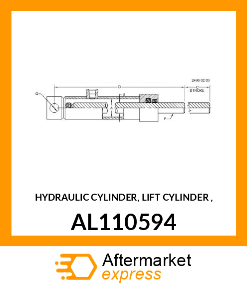 HYDRAULIC CYLINDER, LIFT CYLINDER , AL110594