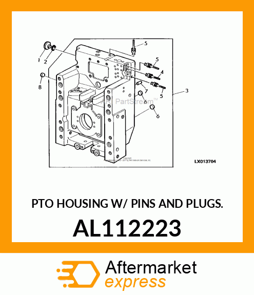 PTO HOUSING W/ PINS AND PLUGS. AL112223