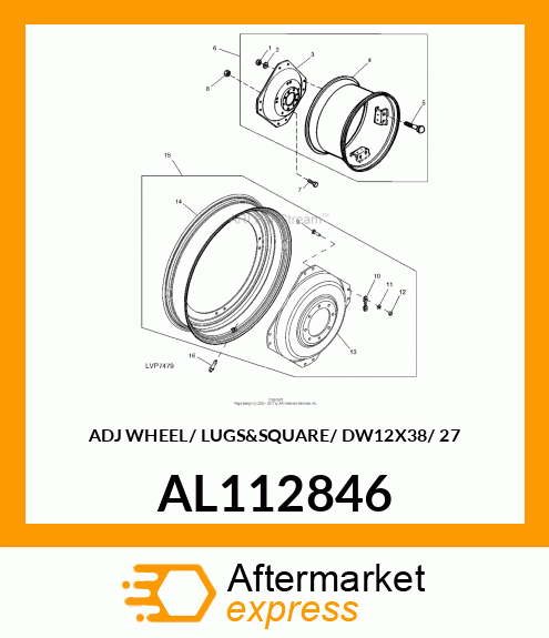 WHEEL, ADJ WHEEL/ LUGSamp;SQUARE/ DW12 AL112846