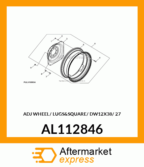 WHEEL, ADJ WHEEL/ LUGSamp;SQUARE/ DW12 AL112846