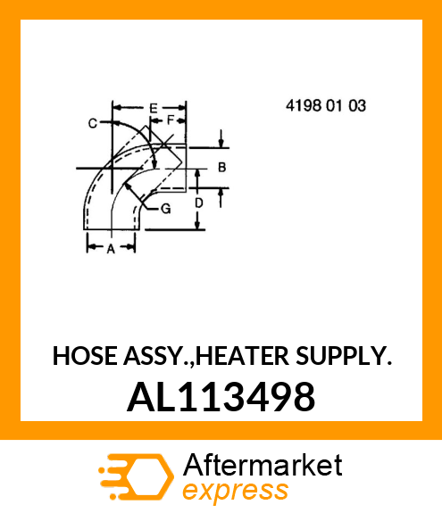 HOSE ASSY.,HEATER SUPPLY. AL113498