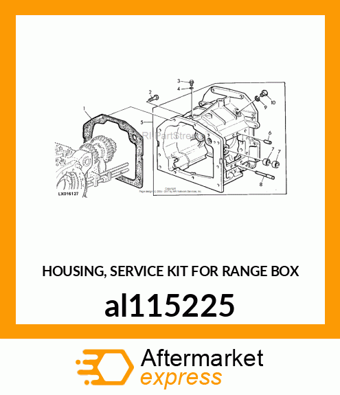 HOUSING, SERVICE KIT FOR RANGE BOX al115225