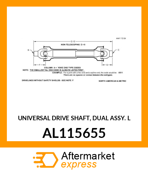 Universal Driveshaft AL115655