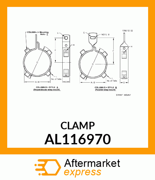 CLAMP UPPER, EXHAUST AL116970