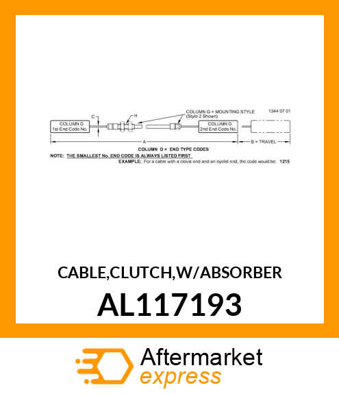 CABLE,CLUTCH,W/ABSORBER AL117193