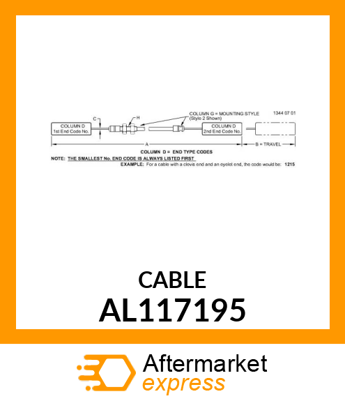 CABLE,CLUTCH,W/ABSORBER AL117195