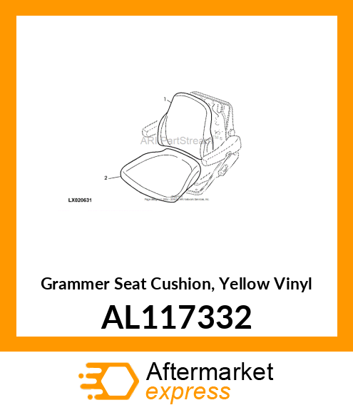 CUSHION,SEAT, VINYL, YELLOW AL117332