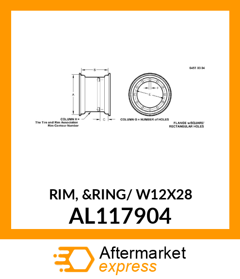 RIM, amp;RING/ W12X28 AL117904