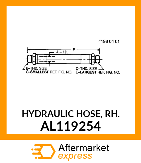 HYDRAULIC HOSE, RH. AL119254