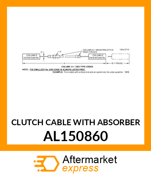 CLUTCH CABLE WITH ABSORBER AL150860