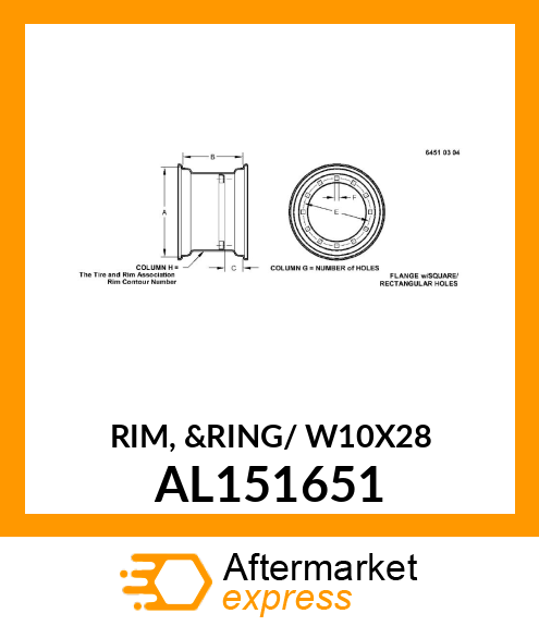 RIM, amp;RING/ W10X28 AL151651